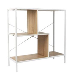 Regał na książki Rack S biały nowoczesny loftowy 80 cm metalowy do salonu i biura Intesi