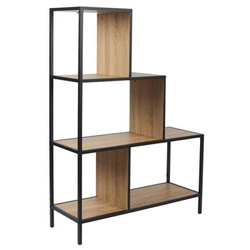Regał schodkowy Edison M metalowy na książki loftowy do salonu naturalny czarny 80 cm