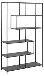 Regał na książki Seaford XV czarny metalowy industrialny do salonu i biura 114 cm Actona