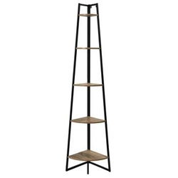 Regał narożny na książki i dekoracje Corner II industrialny metalowy z 5 półkami do salonu Intesi