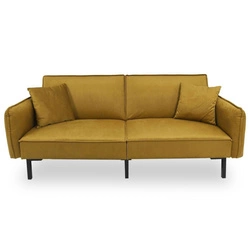 Sofa rozkładana Giulia żółta z funkcją spania do salonu, skandynawska, kompaktowa Intesi