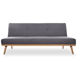 Sofa rozkładana z funkcją spania Dohan 3 osobowa szara aksamitna do salonu styl skandynawski Atmosphera