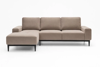 Narożnik z funkcją spania Revon welurowy lewy beżowy nowoczesny do salonu Intesi