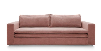 Sofa rozkładana z funkcją spania Ulnes sztruksowa różowa 3 osobowa do salonu z pojemnikiem