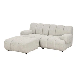 Sofa modułowa Taza 2,5‑osobowa z pufą piaskowa lewa do salonu