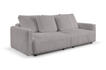 Sofa rozkładana z funkcją spania Loppie sztruksowa szara jasna do salonu nowoczesna