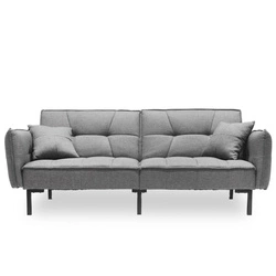 Sofa rozkładana Lurif szara z funkcją spania do salonu, nowoczesna, kompaktowa, na wysokich nogach Intesi