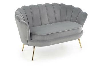 Sofa dwuosobowa welurowa Florencja popielata glamour do salonu na złotych nogach Intesi