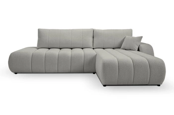 Narożnik z funkcją spania Hobro szary prawy do salonu pojemnik nowoczesny Intesi