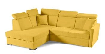 Narożnik z funkcją spania Mils XL lewostronny nowoczesny musztardowy do salonu Intesi