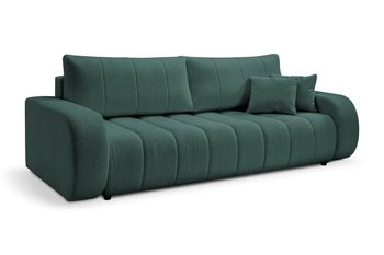 Sofa rozkładana 3 osobowa Hobro zielona z funkcją spania i pojemnikiem do salonu