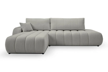 Narożnik Hobro lewy szary nowoczesny z funkcją spania i pojemnikiem do salonu