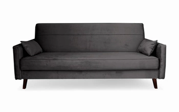 Sofa rozkładana z funkcją spania Izoria 3 osobowa szara do salonu vintage z pojemnikiem