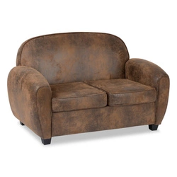 Sofa dwuosobowa klubowa Stanis vintage brązowa z podłokietnikami do salonu Atmosphera