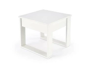 Stolik kawowy Halk S biały kwadratowy z szufladą nowoczesny do salonu 60x60 Intesi