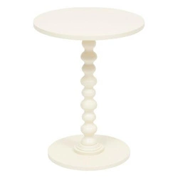 Stolik kawowy okrągły Alix kremowy 38cm drewniany retro do salonu i sypialni Atmosphera