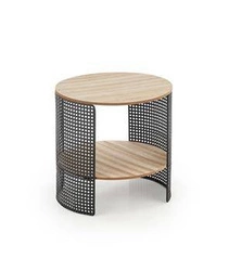 Stolik kawowy Collo okrągły loftowy naturalny z metalową podstawą 41 cm do salonu Intesi