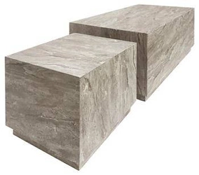 Zestaw 2 nowoczesnych stolików kawowych Dice szary marmur prostokątny do salonu 2w1