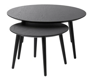 Zestaw 2 stolików kawowych Adda czarny dąb okrągły do salonu