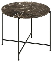 Stolik kawowy Avila okrągły niski marmurowy brązowy nowoczesny glamour do salonu 52 cm