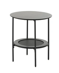 Stolik pomocniczy Pensacola okrągły 50 cm czarny dąb do salonu