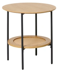 Stolik pomocniczy Pensacola okrągły 50 cm dąb czarny nowoczesny