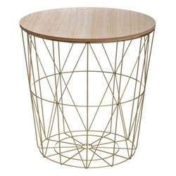 Stolik kawowy okrągły Kumi 41 cm do salonu skandynawski naturalny złoty Atmosphera