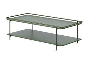 Stolik kawowy Yuba do salonu nowoczesny metalowy prostokątny 110x55 zielony
