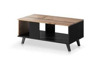 Stolik kawowy prostokątny Adre dąb wotan czarny z półką nowoczesny loft do salonu 92x50 cm