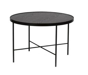 Stolik kawowy okrągły dębowy czarny Tre 60 cm nowoczesny do salonu NORDIFRA