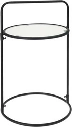 Stolik kawowy Efin okrągły szklany na metalowej czarnej podstawie nowoczesny do salonu