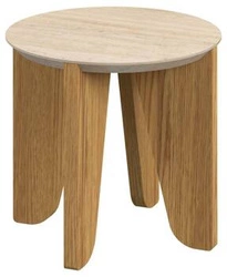 Stolik kawowy Dockland okrągły 50 cm nowoczesny trawertyn dąb do salonu Actona