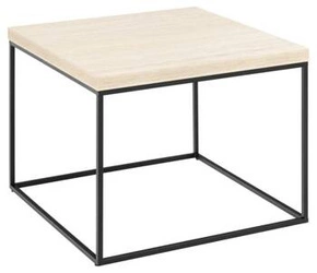 Stolik kawowy Barossa 60x60 kwadratowy beżowy trawertyn nowoczesny do salonu Actona