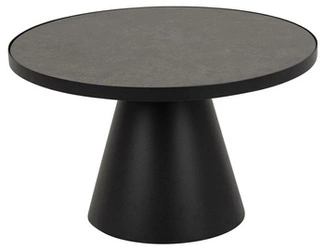 Stolik kawowy Soli okrągły 85 cm czarny nowoczesny szklano-ceramiczny do salonu Actona