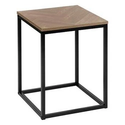 Stolik kawowy Chevron kwadratowy industrialny do salonu 40x40 cm naturalny z czarną stalą