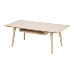 Stolik kawowy drewniany Century bielony dąb prostokątny z półką skandynawski do salonu Actona