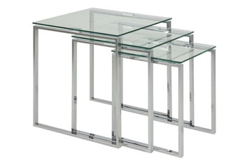 Zestaw szklanych stolików kawowych Katrine kwadratowy chrom nowoczesny do salonu Actona