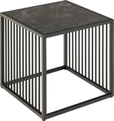 Stolik kawowy Strington 40x40 cm czarny kwadratowy marmurowy loftowy do salonu Actona