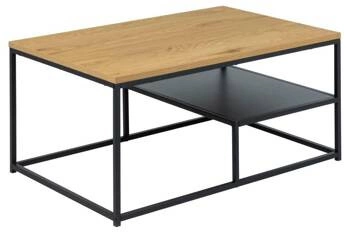 Stolik kawowy Gila 90x60 cm prostokątny dębowy z półką loftowy do salonu Actona
