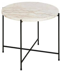 Stolik kawowy Avila okrągły marmurowy biały nowoczesny niski do salonu Actona 52 cm