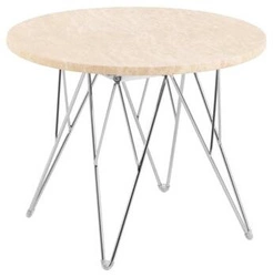 Stolik kawowy Prunus okrągły trawertyn 55 cm nowoczesny chromowany do salonu Actona