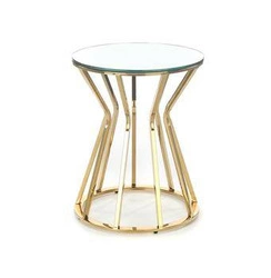 Okrągły stolik kawowy Finea S szklany złoty nowoczesny glamour do salonu 45 cm Intesi