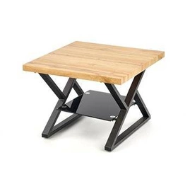 Stolik kawowy Venom Cristal S kwadratowy dębowy z półką nowoczesny loftowy do salonu 60x60
