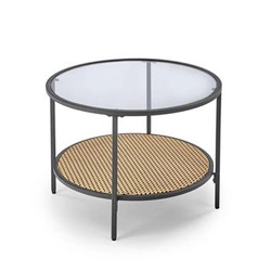 Stolik kawowy Bahama okrągły szklany dymiony loftowy 60 cm do salonu Intesi