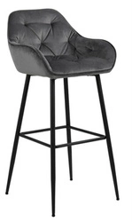 Hoker Brooke VIC szary glamour tapicerowany z podłokietnikami do kuchni i wyspy 80 cm Actona