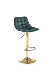 Hoker Plaid welurowy zielony obrotowy z oparciem regulowany złoty do kuchni Intesi