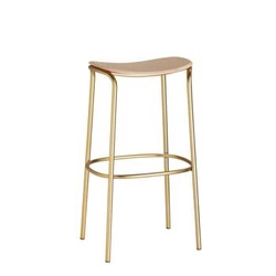 Hoker bez oparcia Trick wood 75 cm nowoczesny drewniany do kuchni na złotych nogach SCAB Design