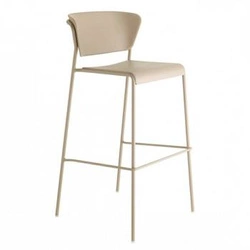 Hoker z oparciem Lisa 75 cm szary nowoczesny metalowy sztaplowany do kuchni i wyspy SCAB Design