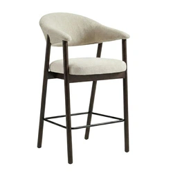 Hoker Elk tapicerowany skandynawski do wyspy kuchennej piaskowy z oparciem