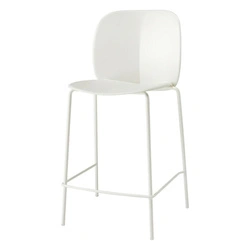 Hoker z oparciem Mentha biały nowoczesny 65 cm do kuchni i wyspy, technopolimer SCAB